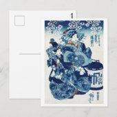 Japanse Geisya Woman, Kuniyoshi, Ukiyo-e Briefkaart (Voorkant / Achterkant)