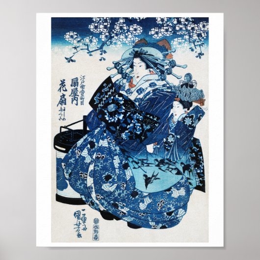 Japanse Geisya Woman, Kuniyoshi, Ukiyo-e Poster (Voorkant)