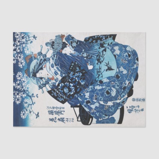 Japanse Geisya Woman, Kuniyoshi, Ukiyo-e Tissuepapier (Voorkant)