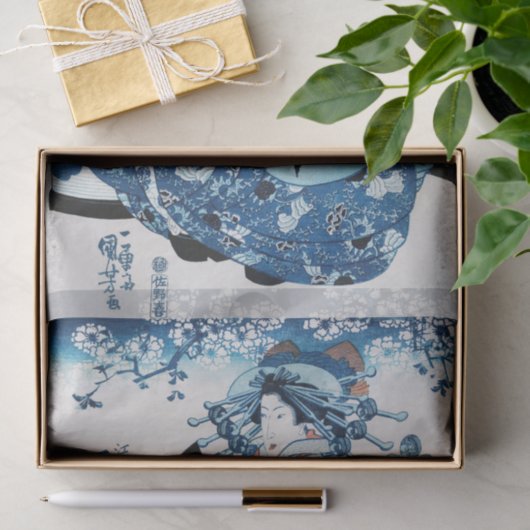 Japanse Geisya Woman, Kuniyoshi, Ukiyo-e Tissuepapier (Geschenk)