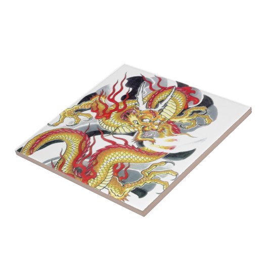 Japanse gele draak tegeltje (Zijkant)