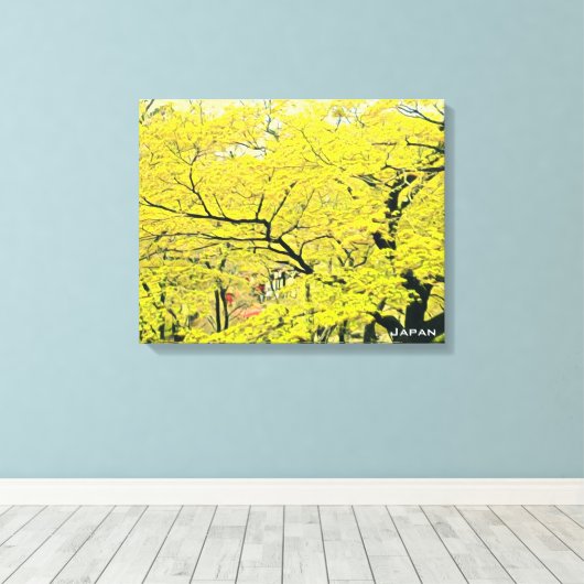 Japanse gele gingko-reisdruk canvas afdruk (Insitu (Houten vloer))