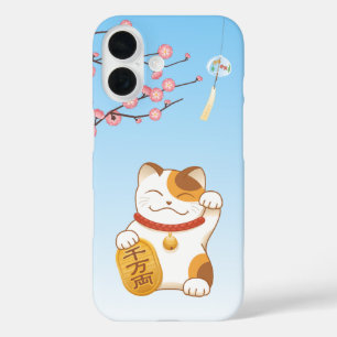Japanse Gelukskat, Calico Maneki Neko iPhone 16 Hoesje