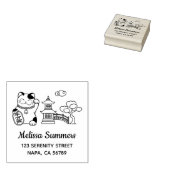Japanse Gelukskat, Maneki Neko Adres 2 Rubberstempel (Gestempeld)
