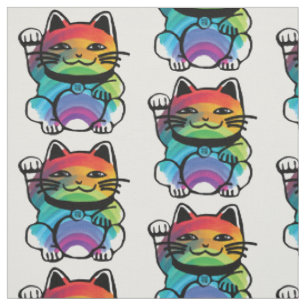 Japanse Gelukskat met Regenboog Stof