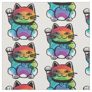 Japanse Gelukskat met Regenboog Stof