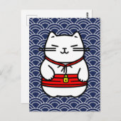 Japanse gelukskat of Maneki-Neko Briefkaart (Voorkant / Achterkant)