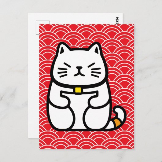 Japanse gelukskat of Maneki-Neko Briefkaart (Voorkant / Achterkant)