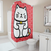 Japanse gelukskat of Maneki-Neko Douchegordijn (In situ)