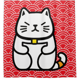 Japanse gelukskat of Maneki-Neko Douchegordijn