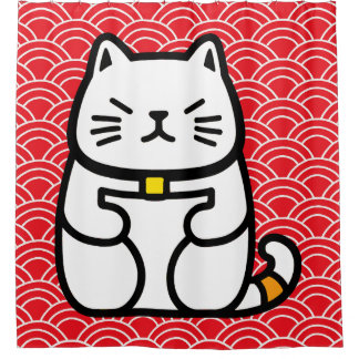 Japanse gelukskat of Maneki-Neko Douchegordijn