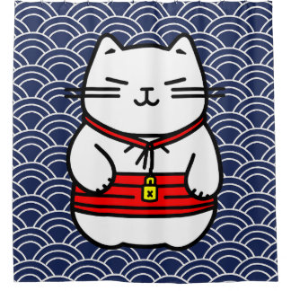 Japanse gelukskat of Maneki-Neko Douchegordijn