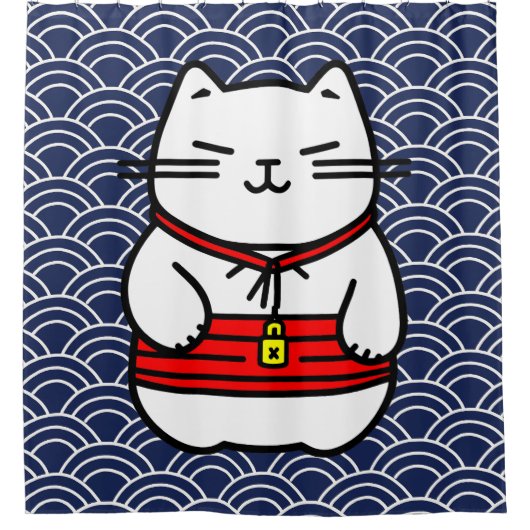 Japanse gelukskat of Maneki-Neko Douchegordijn (Voorkant)