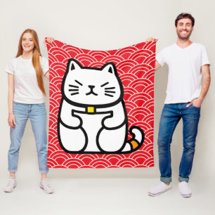 Japanse gelukskat of Maneki-Neko Fleece Deken
