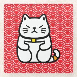 Japanse gelukskat of Maneki-Neko Glazen Onderzetter