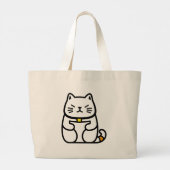 Japanse gelukskat of Maneki-Neko Grote Tote Bag (Achterkant)