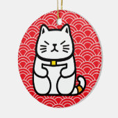 Japanse gelukskat of Maneki-Neko Keramisch Ornament (Links)