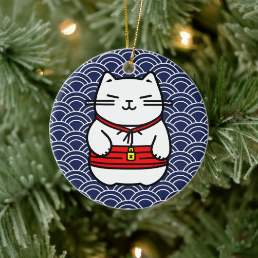 Japanse gelukskat of Maneki-Neko Keramisch Ornament (Boom)