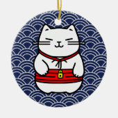 Japanse gelukskat of Maneki-Neko Keramisch Ornament (Voorkant)