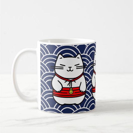 Japanse gelukskat of Maneki-Neko Koffiemok (Links)