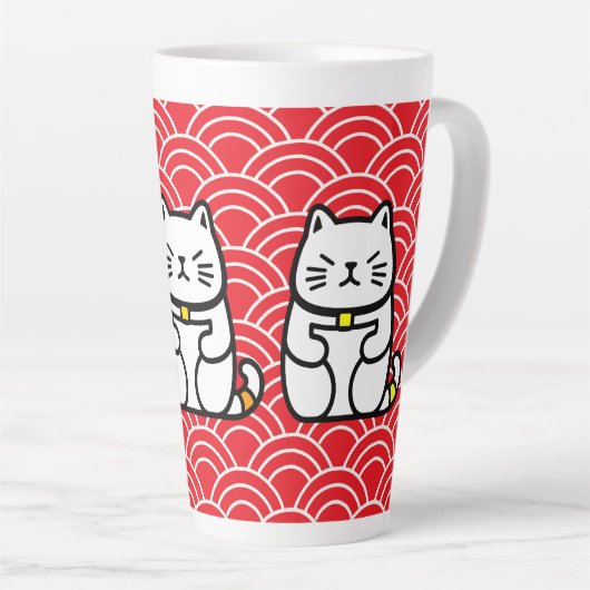 Japanse gelukskat of Maneki-Neko Latte Mok (Rechterhoek)