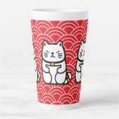 Japanse gelukskat of Maneki-Neko Latte Mok (Voorkant)