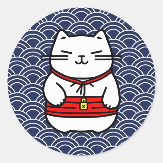 Japanse gelukskat of Maneki-Neko Ronde Sticker (Voorkant)
