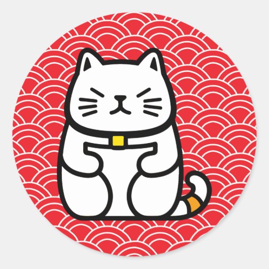 Japanse gelukskat of Maneki-Neko Ronde Sticker (Voorkant)