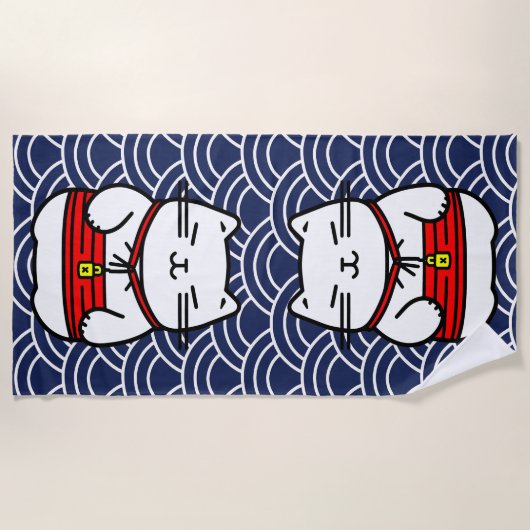 Japanse gelukskat of Maneki-Neko Strandlaken (Voorkant)