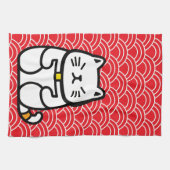 Japanse gelukskat of Maneki-Neko Theedoek (Horizontaal)