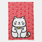 Japanse gelukskat of Maneki-Neko Theedoek (Verticaal)