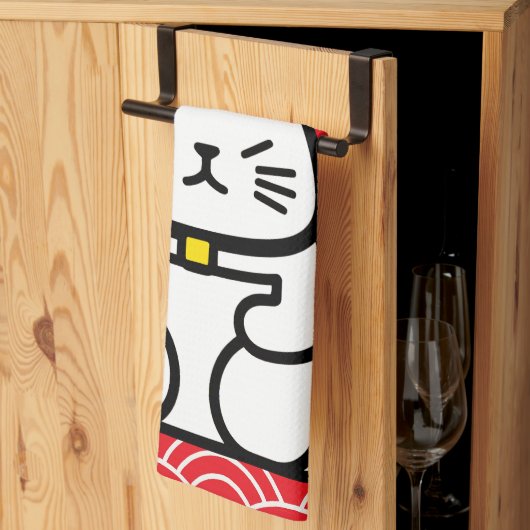 Japanse gelukskat of Maneki-Neko Theedoek (Derde Gevouwen)