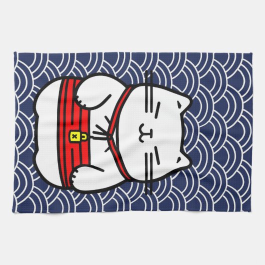 Japanse gelukskat of Maneki-Neko Theedoek (Horizontaal)