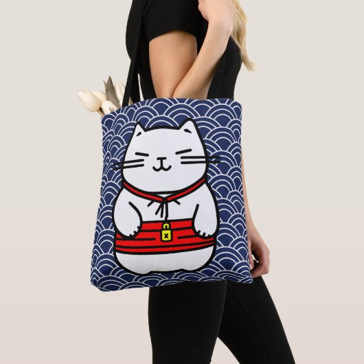 Japanse gelukskat of Maneki-Neko Tote Bag (Dichtbij)