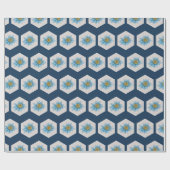 Japanse Geometric Lily Flower Pattern Cadeaupapier (Vlak)