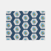 Japanse Geometric Lily Flower Pattern Fleece Deken (Voorkant (Horizontaal))