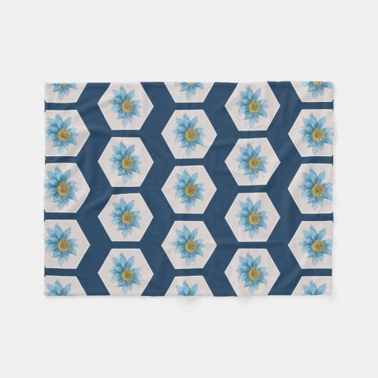 Japanse Geometric Lily Flower Pattern Fleece Deken (Voorkant (Horizontaal))