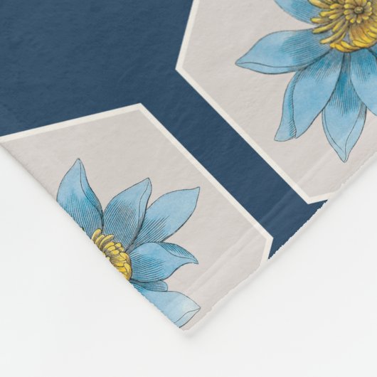 Japanse Geometric Lily Flower Pattern Fleece Deken (Hoek)
