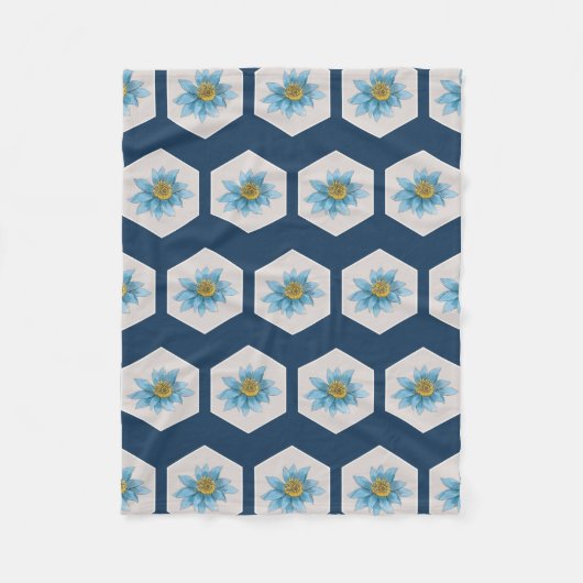 Japanse Geometric Lily Flower Pattern Fleece Deken (Voorkant)