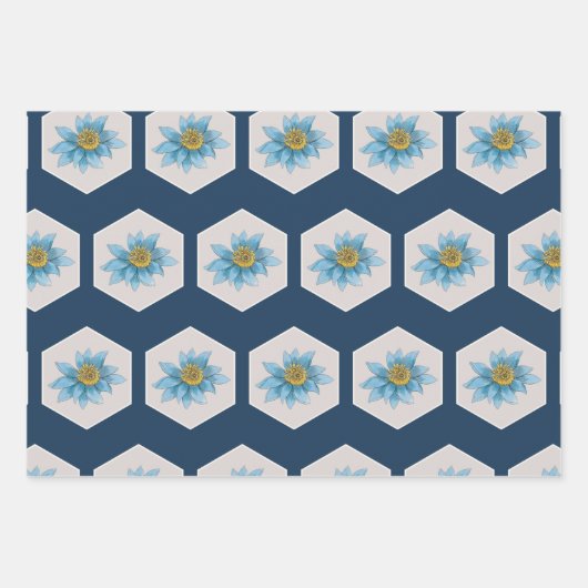 Japanse Geometric Lily Flower Pattern Inpakpapier Vel (Voorkant 2)