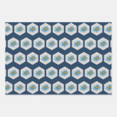 Japanse Geometric Lily Flower Pattern Inpakpapier Vel (Voorkant)