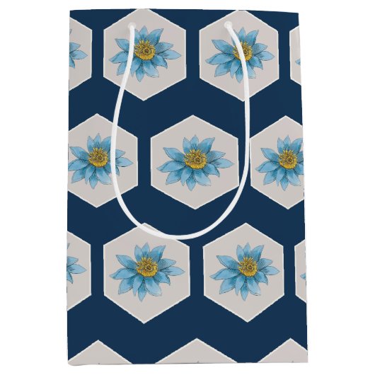 Japanse Geometric Lily Flower Pattern Medium Cadeauzakje (Voorkant)