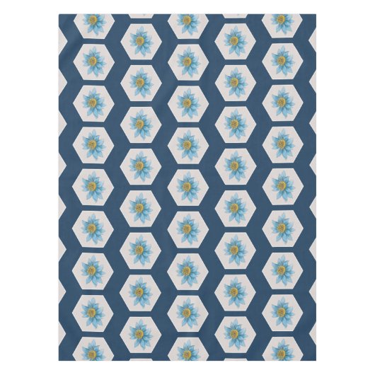 Japanse Geometric Lily Flower Pattern Tafelkleed (Voorkant)