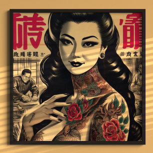 Japanse getatoeëerde pin-up poster
