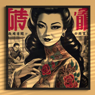 Japanse getatoeëerde pin-up poster