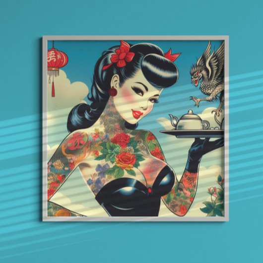 Japanse getatoeëerde pin-up poster