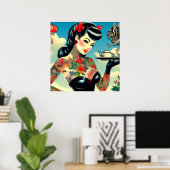 Japanse getatoeëerde pin-up poster (Thuiskantoor)
