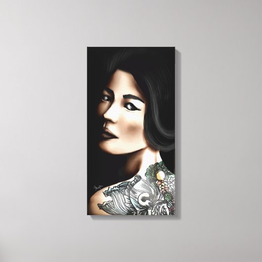 Japanse getatoeëerde vrouw canvas afdruk (Voorkant)