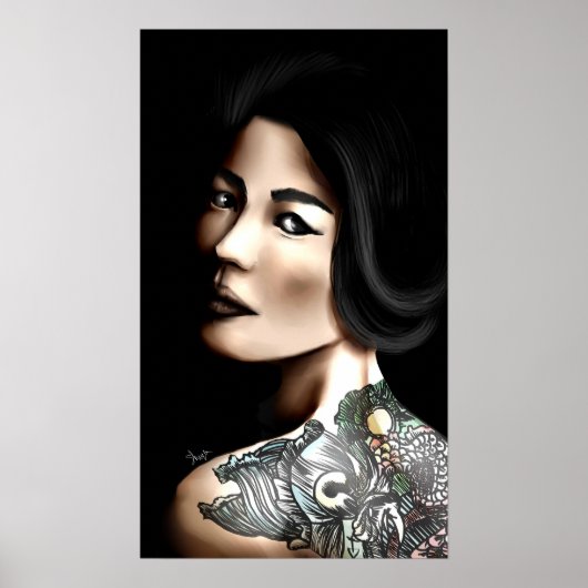 Japanse getatoeëerde vrouw poster (Voorkant)