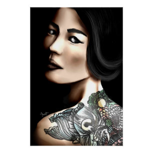 Japanse getatoeëerde vrouw poster